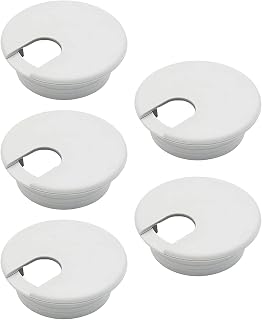 Zydiwo 5 pcs Desk Grommet 2 Inch/50 mm Plastic Cable Hole Cover Grommet Cord Desk Wire Cord Cable Grommets for Computer PC Cable Cord Organizer (White-5p)
