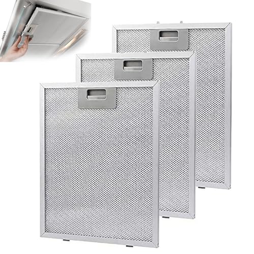 3 Piezas Filtro de Grasa Metálico, Filtro de Ventilación Universal de Malla de Aluminio, Filtros de Campana Extractora, para Campanas Extractoras de Muchas Marcas Líderes (305x267mm)