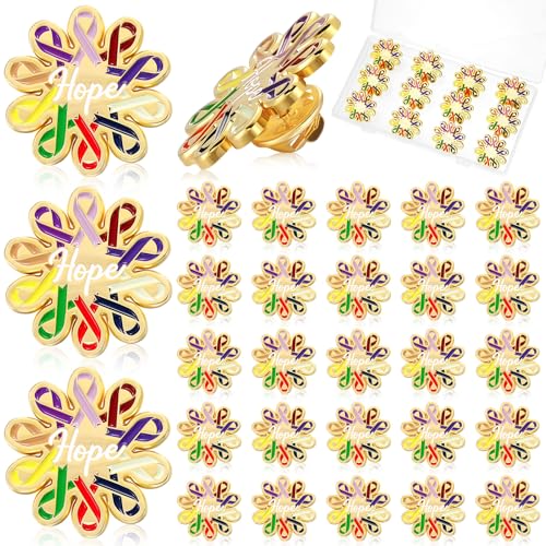 Remuuly All Cancer Awareness Enamel Lapel Pin Colourful Ribbon Brooch Hope Enamel Pins Suicide Awareness Pin Anti Bully Brooch Nurse Pins for Men Women