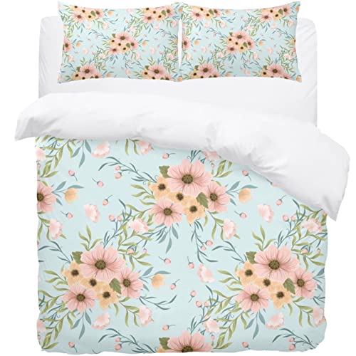 Housse de couette fleurie avec 2 taies d'oreiller pour lit double - 2