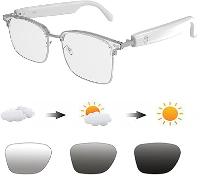Open Ear Bluetooth Glasses with Adaptive Lens for Working& Outdoors | Yosugar Bluetooth Smart Glasses,Hands-Free Calls,Music and Voice Assistant,Smart Sunglasses for Men and Women