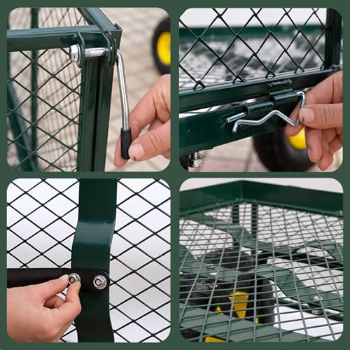 Carro de jardin plegable de 4 ruedas, carga super pesada, ruedas silenciosas todo terreno, con valla removible (120x48 cm) miniatura 4