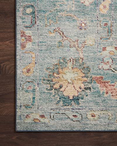 Loloi Margot Collection MAT-06 Denim/Multi 8'-6" x 11'-6" Area Rug, No-Shed Easy Clean Large Patterned Area Rug for Living Room, Bedroom, Dining Area