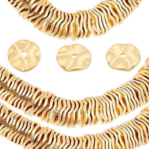 50Pcs 14K Gold Matte Flat Spacer Beads - 6x3mm Brass Disc Beads For Jewelry Making