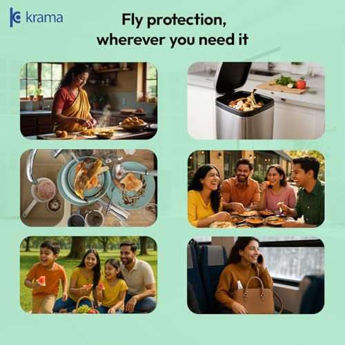 Image of Krama Natural Fly Insect Repellent Spray 600ml (Vegan /No-Killling) Bees,Fruit,Drain & House Flies Insect Repellent For Home, Kitchen & Outdoor - Neem,Eucalyptus & | Citrus Kids & Pet Safe 300ml Each