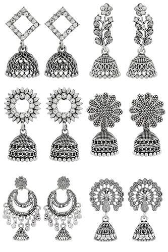 Traditional Oxidised Silver Jhumka Earrings for women | girls fas...
