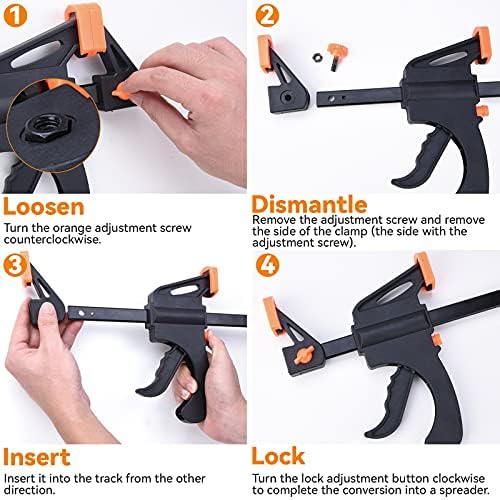 Lytool Clamps Set, 8pcs Quick Grip Clamps(4 inch, 6 inch, 8 inch, 10 inch), Clamps for Woodwork Ideal for Fast and Easy Clamping Applications, Woodworking and DIY Projects