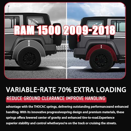 Image of 929-928 Rear Heavy Duty Coil Springs for 2009-2018 Ram 1500 2wd 4wd with 70% Extra Load Capacity (1200 Pounds) with a Subtle Height Adjustment, Red