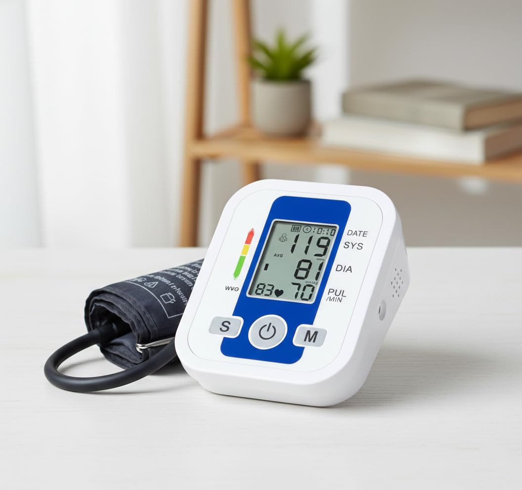 AccuTrust Automatic Upper Arm Blood Pressure Machine for Home, Digital BP Monitor with Adjustable Cuff and Dual Power Support BP Machine with USB Power, Memory Function & WHO Scale