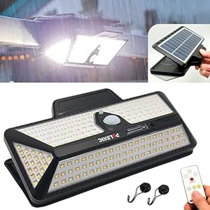 Solar 208 LEDs Clip Light, Waterproof IP65, Motion Sensor, 3500K-6000K Color Adjustable, 1000 lm, 6-in-1 Mounting Option, Perfect for Outdoor, Security, Pathways, Fence, Garden, Camping