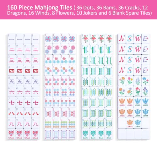 Juego de Mahjong Americano con 160 fichas y accesorios miniatura 6