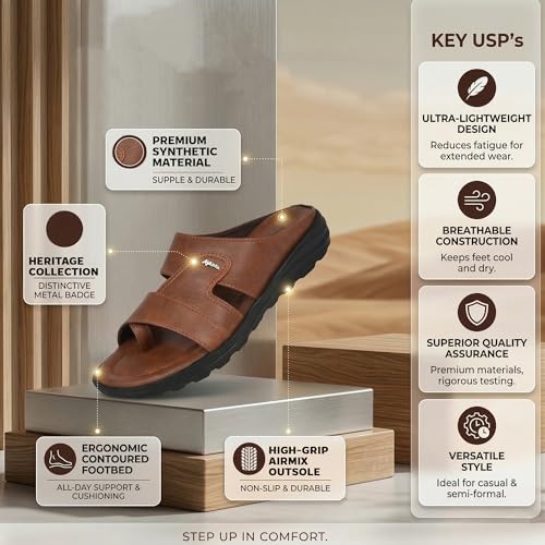 Image of AJANTA Men's Sandals for Men | Casual Walking Office Outdoor Sandals | Lightweight Comfortable Slip-On Footwear for Men | Anti-Skid Travel Daily Wear Open Toe Summer Sandals for Men