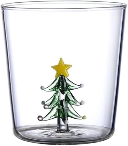 Miniatura 1 de Taza de vidrio 3D con figura de árbol de Navidad en el interior, vidrio sin tallo para vino, agua, leche, copa, copa de vidrio, copa de árbol de