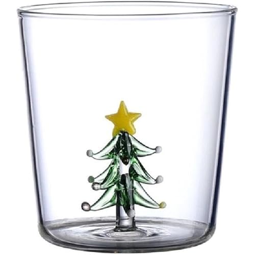 3D Drinking Glass Cup with Christmas Tree Figurine Inside Stemless Glass for Wine Water Milk Goblet-Drinking Glass Cup Christmas Tree Goblet-Festive-Atmosphere