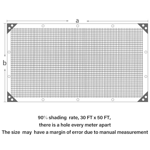 Image of winemana Black Shade Cloth 90%, 30x50 FT Mesh Tarp - Garden Shade for Greenhouse, Patio, Vegetables, Plants Cover and Chicken Coops, Sunshade Net for Outdoor Protection with Reinforced Grommets