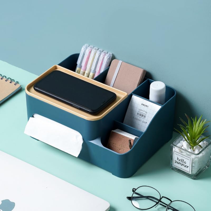 Caja Organizadora Cables Organizador multifunción, caja de almacenamiento de escritorio con Control remoto for el hogar y la Oficina, caja de plástico, cajón contenedor de cosméticos Cajas de Cables (