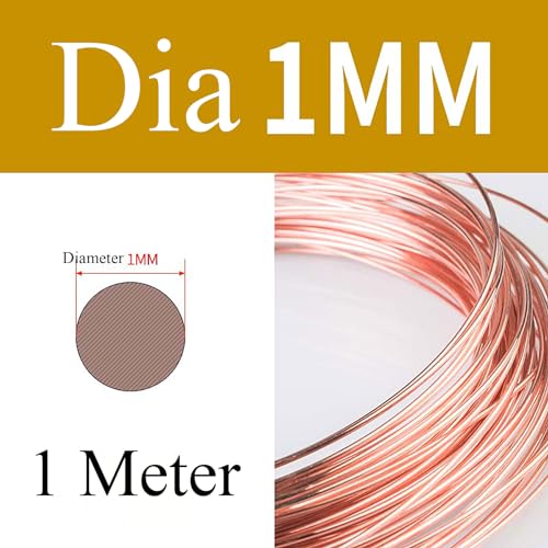 COYOUCO Copper Wire, 0.6/0.7/0.8/0.9/1Mm Diameter, 1M Length, Bare Solid Copper Wire for Crafting, Jewelry, Electrical, Industry,1mm*1m