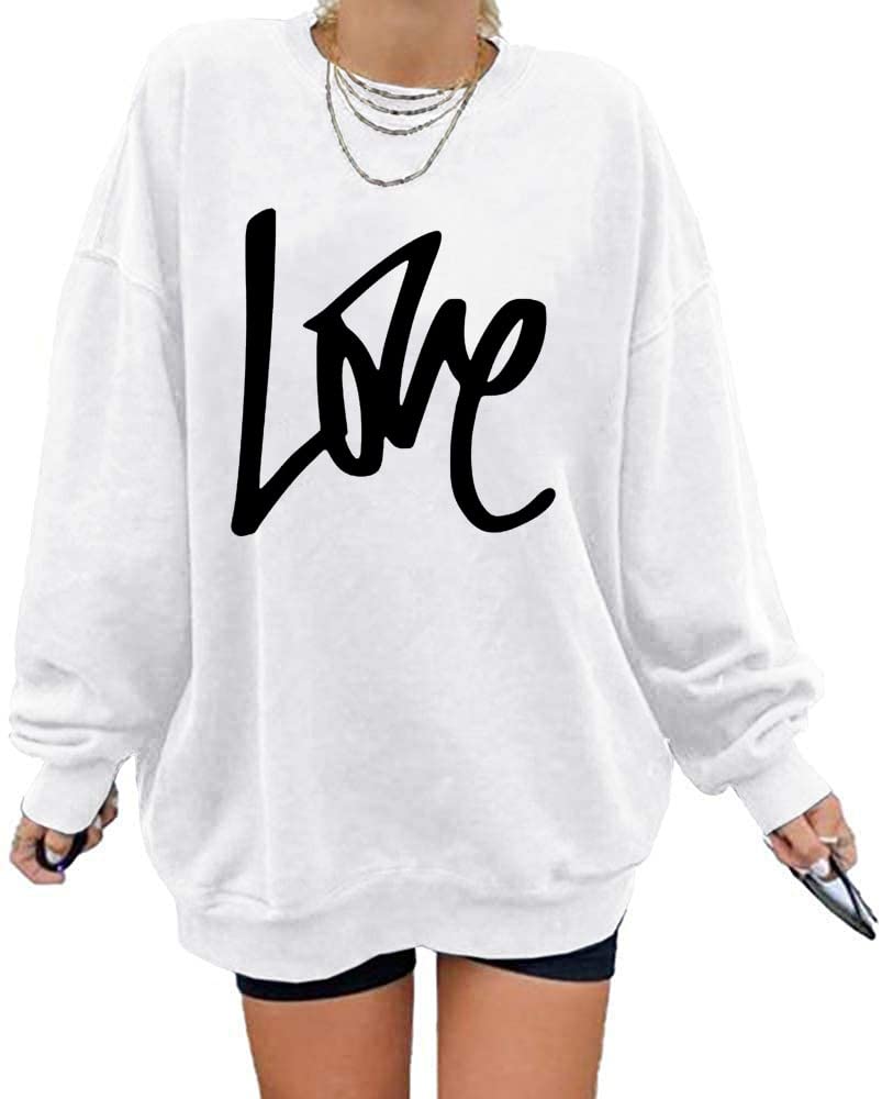 Langwyqu Women's Oversized Sweatshirt Los Angeles California Crewneck Long Sleeve Casual Loose Pullover Tops