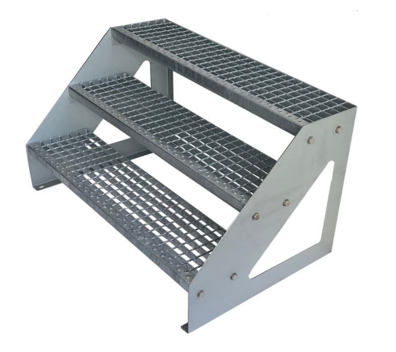 Gitterroststufe Treppenstufe feuerverzinkt 270mm SET Tiefe (1200x270mm)