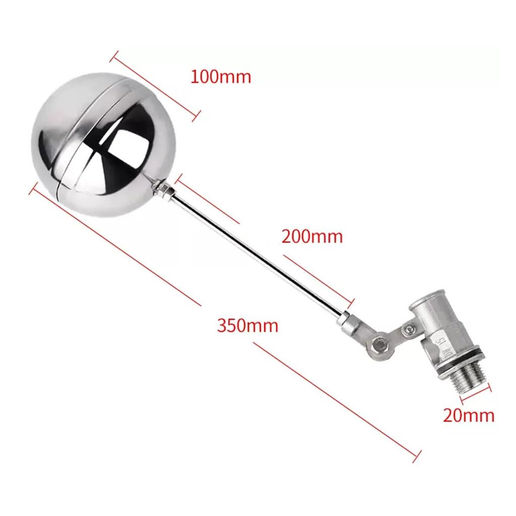Valvola a sfera galleggiante in acciaio inossidabile, regolatore del livello 'acqua con valvola a sfera galleggiante regolabile for torri del serbatoio 'acqua, 1 pz(1/2inch)