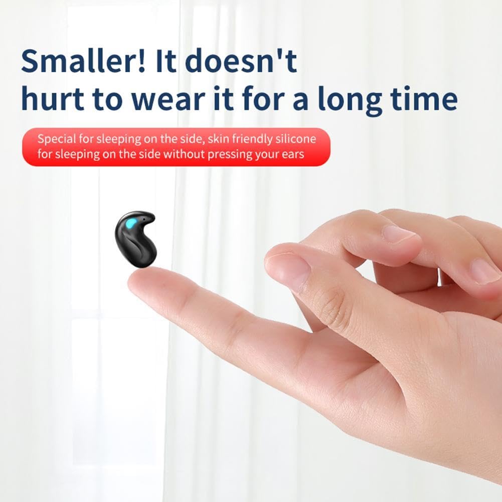 Écouteurs Bluetooth invisibles sans fil, ultra petits, antibruit, pour dormir sur le côté, lecture 24 heures avec affichage LED (noir)