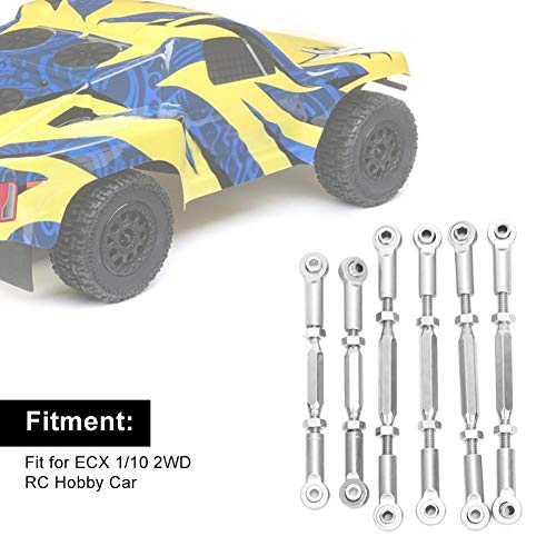 Drfeify 6Pcs Rc Car Pull Rod Set Upgraded Accessories Compatible With Ecx 1/10 2Wd Rc Hobby Car(Silver) #TOP3