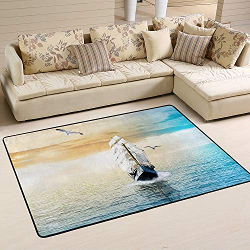 Tapis de salon bleu marine Ruchen grand format doux et isolant - 6