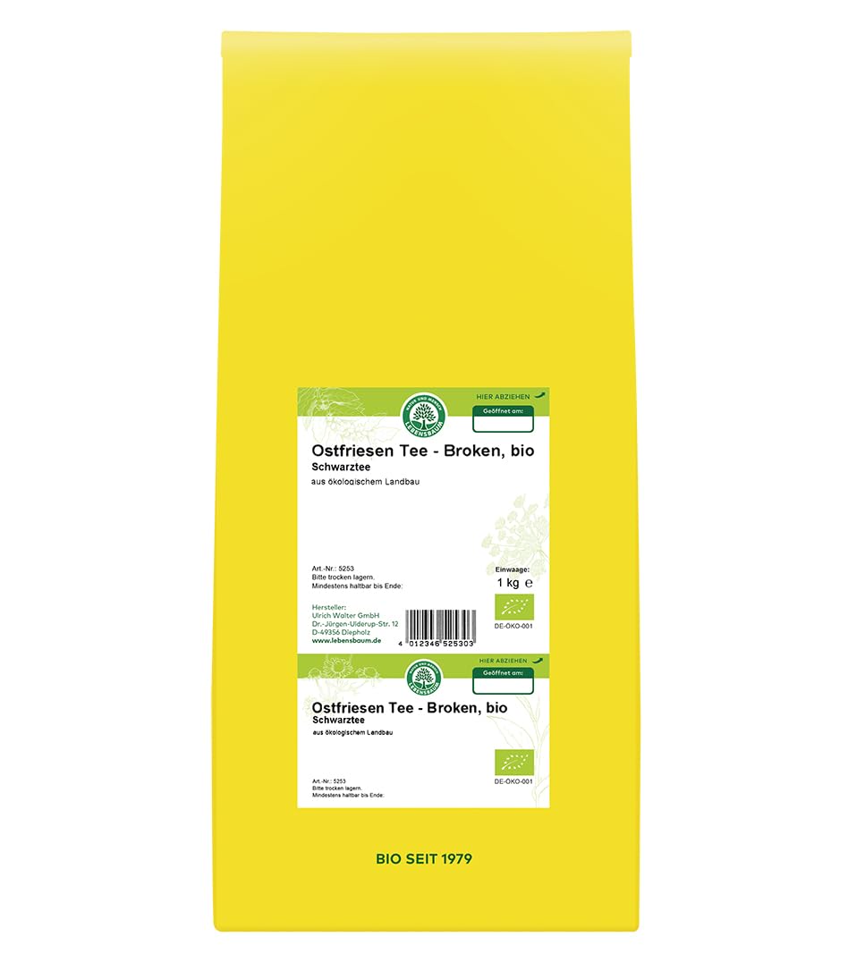 LEBENSBAUM Bio Ostfriesenteemischung Broken Schwarztee, Ostfriesen Tee lose, schwarzer Tee bio, kräftig malzig, 1 kg