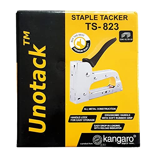 Image of TS-823 Heavy Duty Metal Gun Tacker (Robust Aluminum Structure, Comfort Grip Rubber Handle, Lock Down Handle for Storage, Ideal for Upholstery & Carpentry)