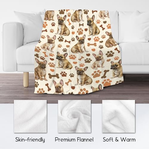 Bulldog Blanket with Girls Boys, 40x50 Inches Blanket with Dogs on it, Cozy Soft Throw Gifts for Dog Lovers, Cute Flannel Throw Blankets for Couch Sofa