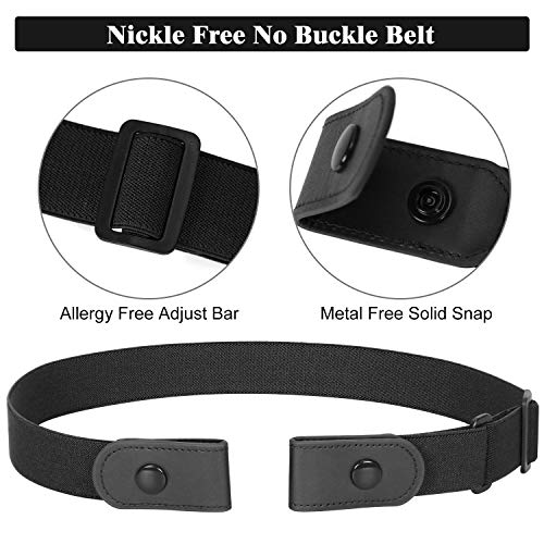Image of WERFORU No Buckle Stretch Belt for Women and Men Elastic Waist Belt up to 72 Inches for Jeans Pants