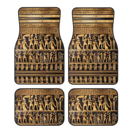 Tapis de voiture universels avec imprimé hiéroglyphes égyptiens - Lot de 4