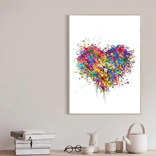 Heart Watercolor Poster Canvas Wall Art Heart Love Poster Print Wall Art Modern Minimalist Wall Art Decor Print Watercolor Heart Shape Picture Painting Print For Home Decor 16X24Inch Frameless #TOP1