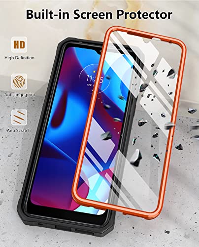 For Motorola Moto-G Pure Phone Case: Moto G-Power 2022 Case Heavy Duty Military Grade Hard Protection Shock Proof Grip | Durable Dual-Layer Armor Design Protective Case Moto G Play 2023(Orange) #TOP2