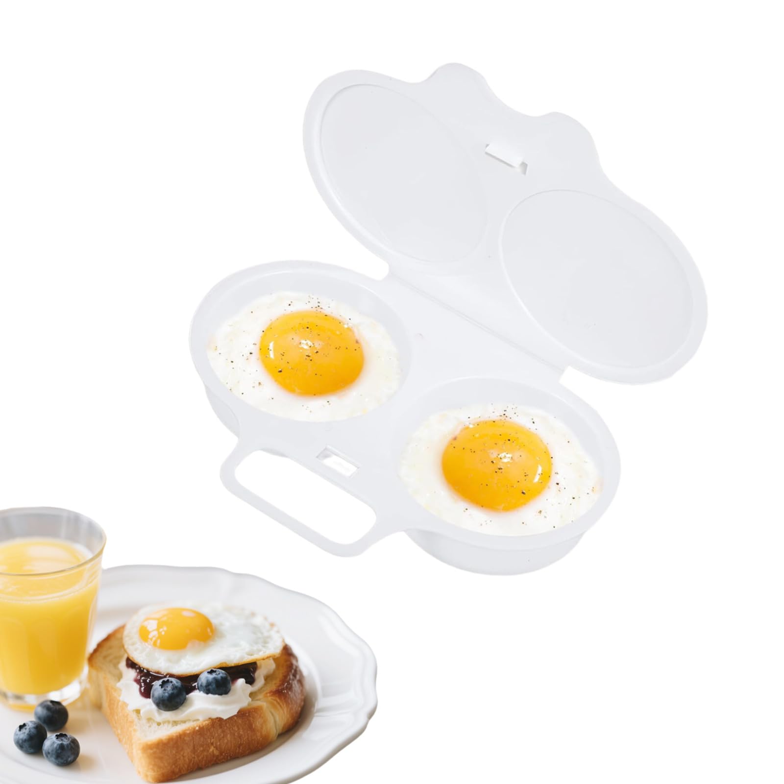 1PCS Microwave Egg Poacher 2 Plastic Egg Poacher Microwave White Poached Egg Maker Microwave Eggs Capacity Poached Egg Steamer Cups Egg Maker and Microwave Egg Boiler Poacher for Home Breakfast