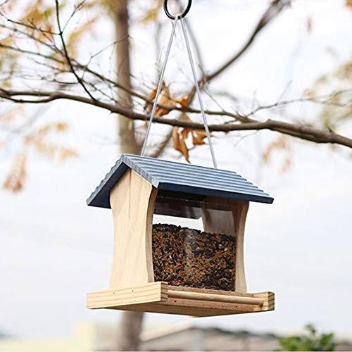 ZDJR Mangeoire à Oiseaux Sauvage, mangeoire à graines pour Oiseaux en Bois, mangeoire à Oiseaux pour cabane en rondins, Suspendu pour Jardin Cour extérieur