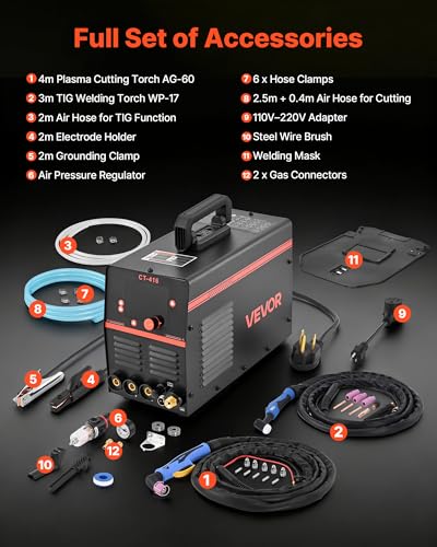 Image of VEVOR 3-in-1 Plasma Cutter Welder Combo - CUT /TIG /MMA, 50A Non-Contact Cutting Machine & 200A TIG Stick Welder, Digital 110 /220V Dual Voltage with 2T /4T /PA /PT Function for Home Repairs Workshops