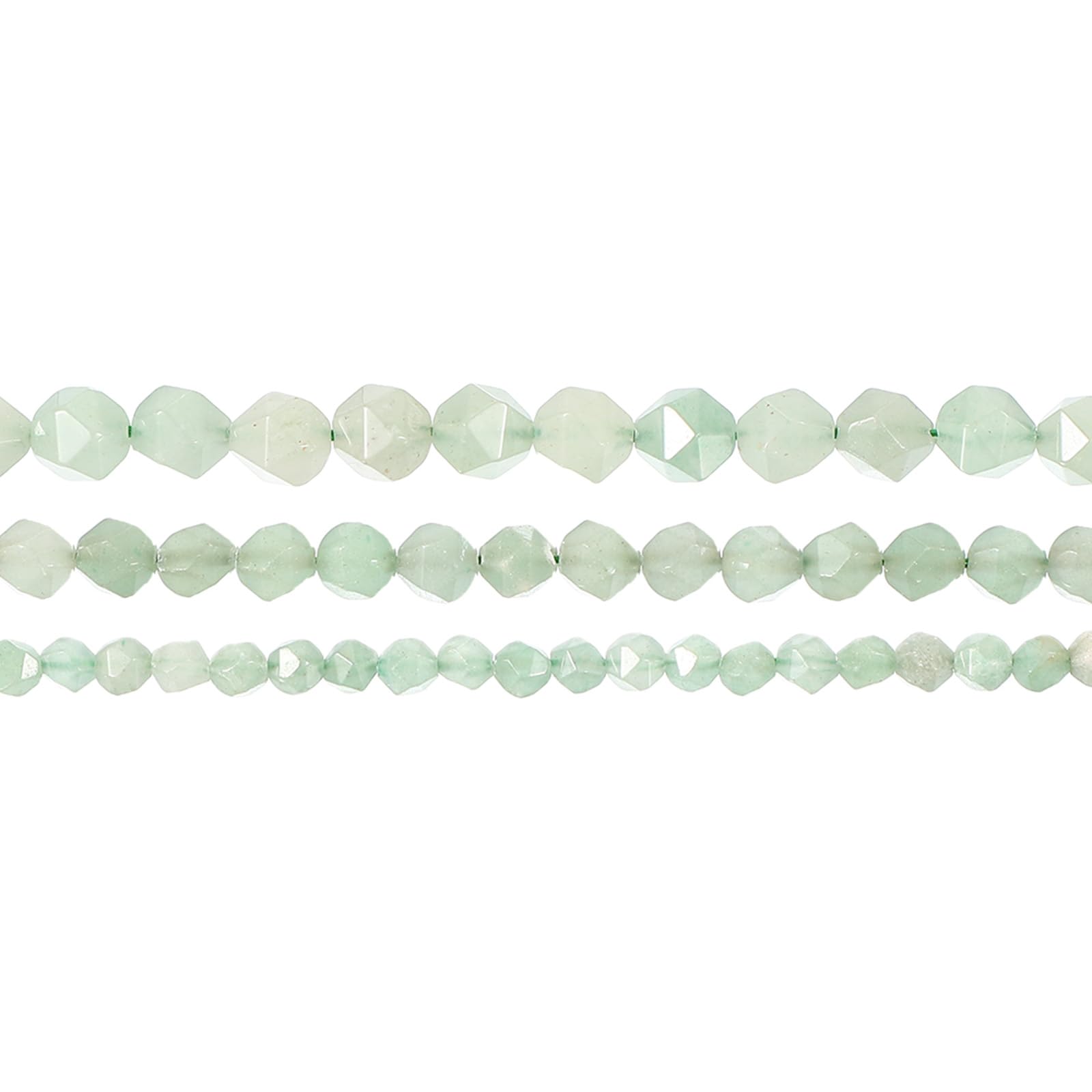 PATIKIL Faceted Polygon Stone, 10 mm Natural Faceted Diamond Round Stone for Craft Bracelet, Necklace Making Design, Light Green - Image 4