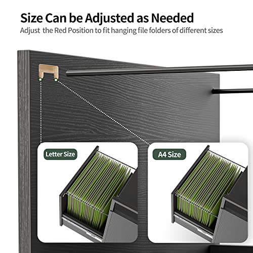 Image of FEZIBO 2-Drawer File Cabinet With Lock for Home Office, Rolling Under Desk Storage for A4, Letter Size, Printer Stand, Wooden Mobile Cabinet, Deep Black