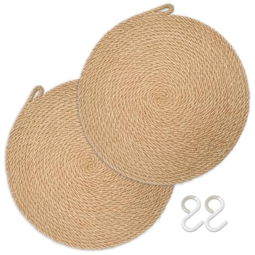 tatiuh 天然素材 鍋敷き 釜敷き 丸型 25CM 2枚セット 4サイズから選べる フック付き 吊り下げ収納で省スペース おしゃれ 耐熱 鉄瓶・土鍋・フライパン・ホーロー鍋対応 プレゼント (25CM・2枚セット)