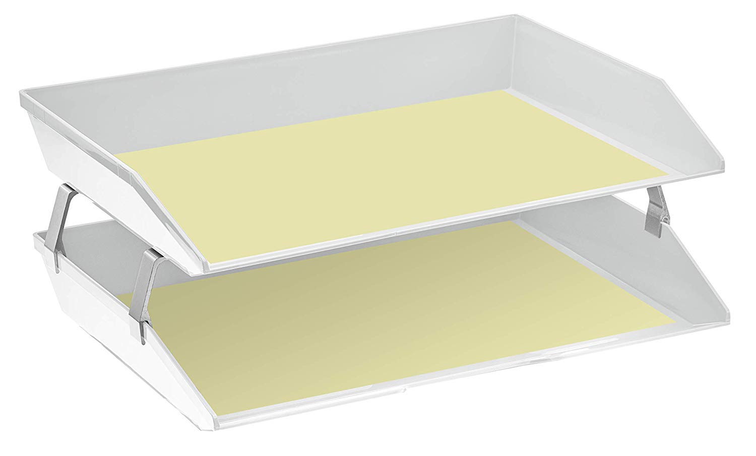 Acrimet Bandeja de 2 Niveles para Cartas/Carga Lateral A4, Organizador de Archivos de Escritorio, Plástico (Color Blanco)