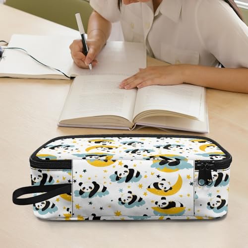 Image of Cute Panda Girls Pencil Case Large Capacity,Moon Star Pencil Organizer for Preschool Kids Pencil Pouch for 1St 2Nd Children Pencil Bag for Boys Adults Men Cion Purse Handbag