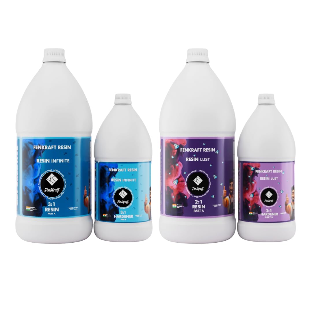 Fenkraft Premium Epoxy Resin Combo | Resin Lust 2:1 Medium Viscosity 1.5 kg & Resin Infinite 3:1 Low Viscosity 1.4 kg | High-Gloss Kit for Art, Craft, Jewelry, and Coatings (B0CKQXSL2M) Amazon Price History, Amazon Price Tracker