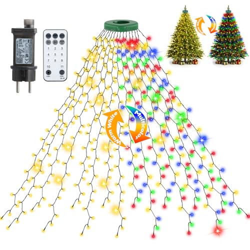 LED Weihnachtsbaumbeleuchtung mit Fernbedienung 21 Lichterkette Tannenbaum Farbwechsel,Cshare 2M 400er LED Warmweiß zu...