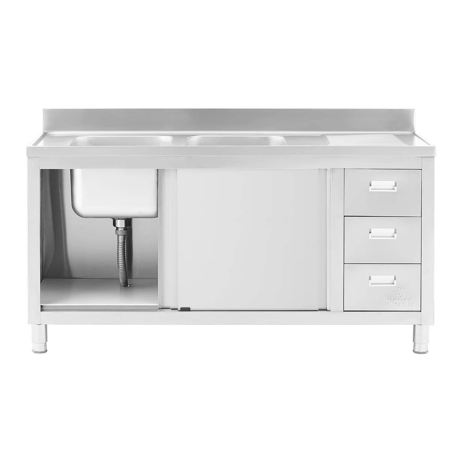 Royal Catering RC-IKS04 - Armadietto a 2 vasche in acciaio inox, 400 x 400 x 300 mm