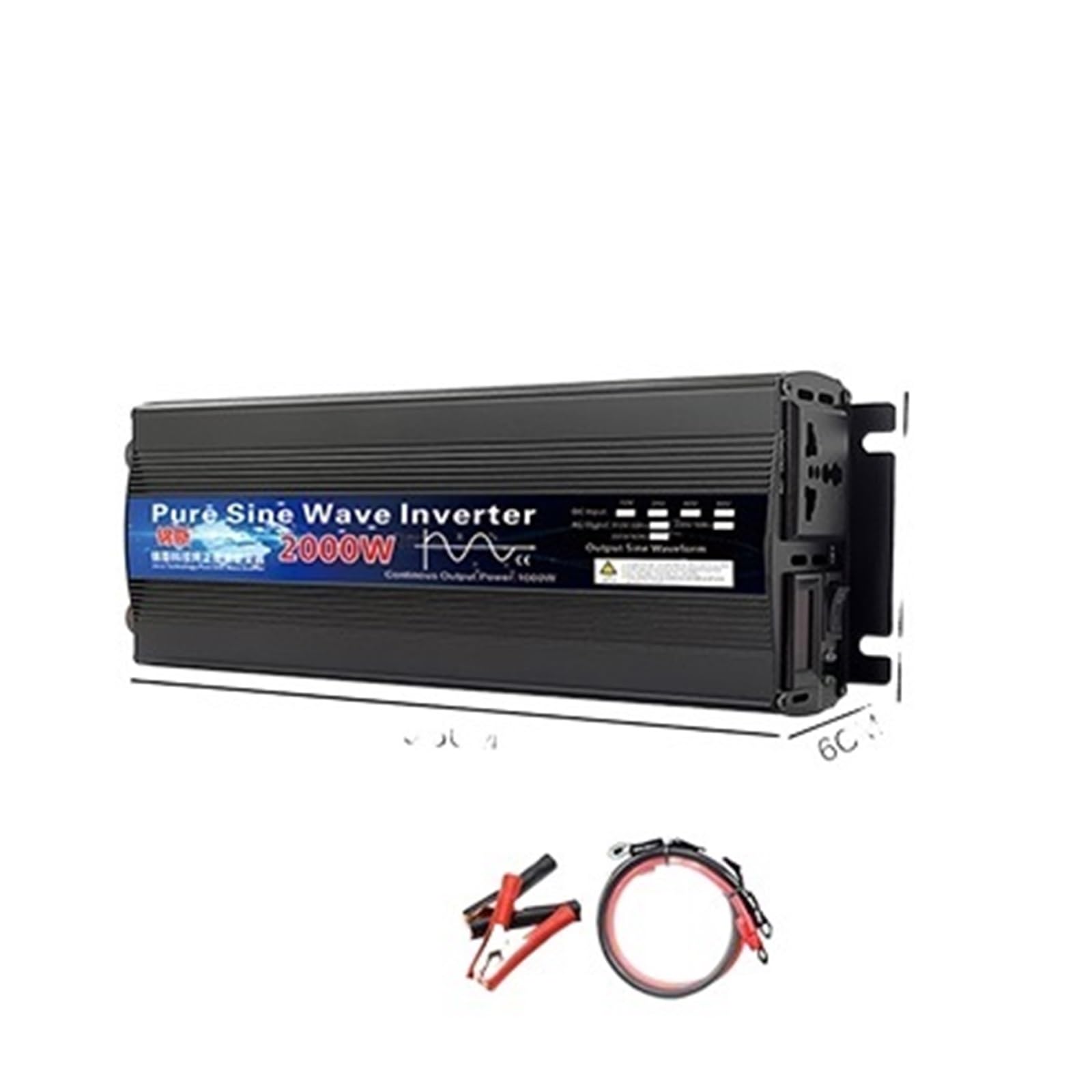 CUDTAPI Pure Sine Wave Inverter 12V 24V 110 220 1000w 2000w 2600w Inversor 12V 48V To 220 Power Solar Inverter Converter LED Display(2000W,Onecolor)