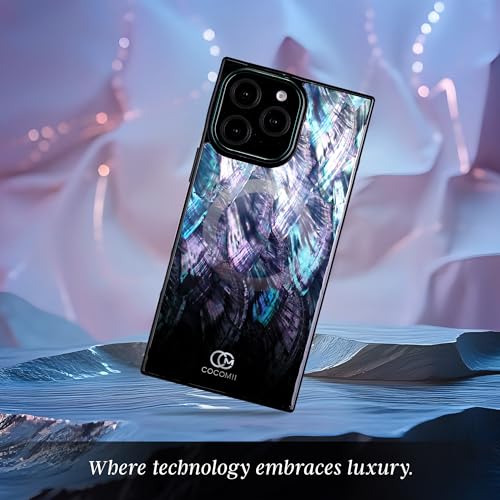 Image of COCOMII Rectangle for iPhone 14 Pro Case, Black Real Mother of Pearl