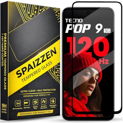 Image of Military-Grade Tempered Glass Screen Protector Compatible for Tecno POP 9 5G with Edge to Edge Coverage and Easy Self Installation kit