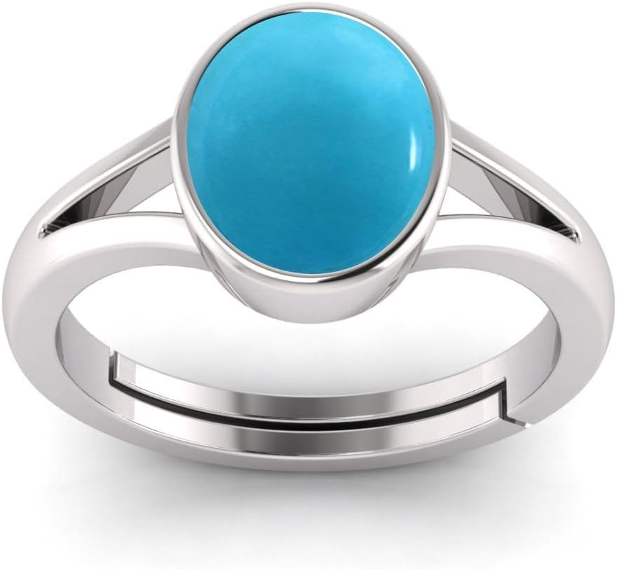 14.25 Ratti Turquoise Stone Original Certified Firoja Firoza Gemstone Adjustable Ring With Lab Certificate