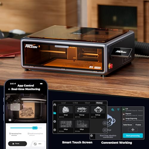 Image of Creality Falcon A1 Pro 20W Laser Engraver with Air Assist, HD Smart Camera for Auto Focus, APP Control, Class 1 Safety Enclosed Engraving Machine for Wood and Metal, Acrylic